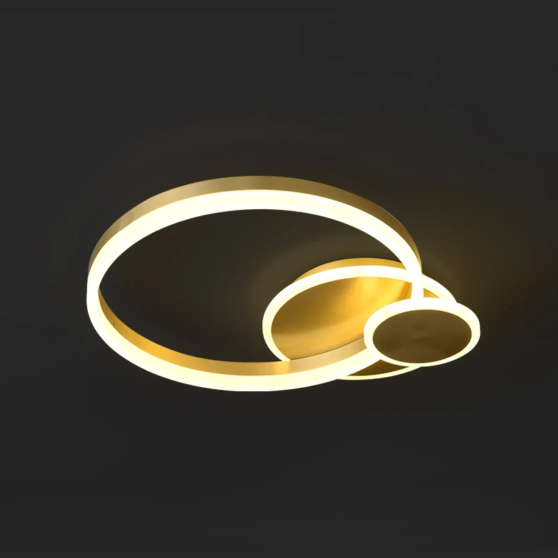 

Personality creative living room ring-shaped brass-colored post-modern American light luxury bedroom ceiling lamp