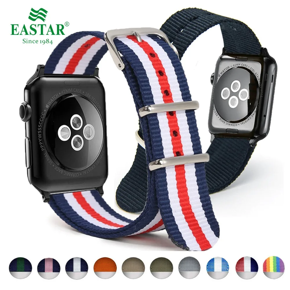 Eastar тканый нейлоновый ремешок для наручных часов Apple Watch, версии 3, 42 мм, 38 мм, версия ткань-как ремешок для iwatch, версия 5/4/3/2/1 браслет на запястье, нейлоновый ремешок Пояс