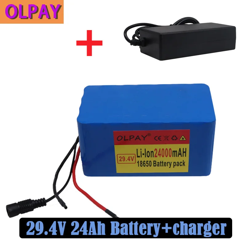 

29.4V 7S4P 24000mAh high power 24AH 18650 Lithium Battery pack with BMS 29.4V Electric bicycle electric car backup power+charger