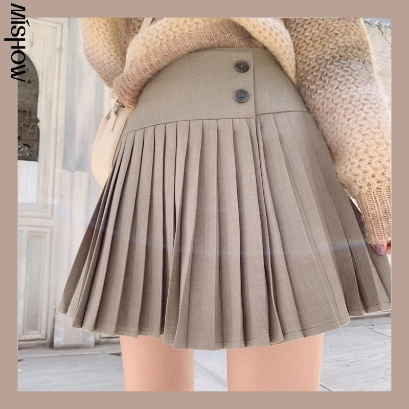 Женская плиссированная юбка MISHOW винтажная мини-юбка на молнии с высокой талией