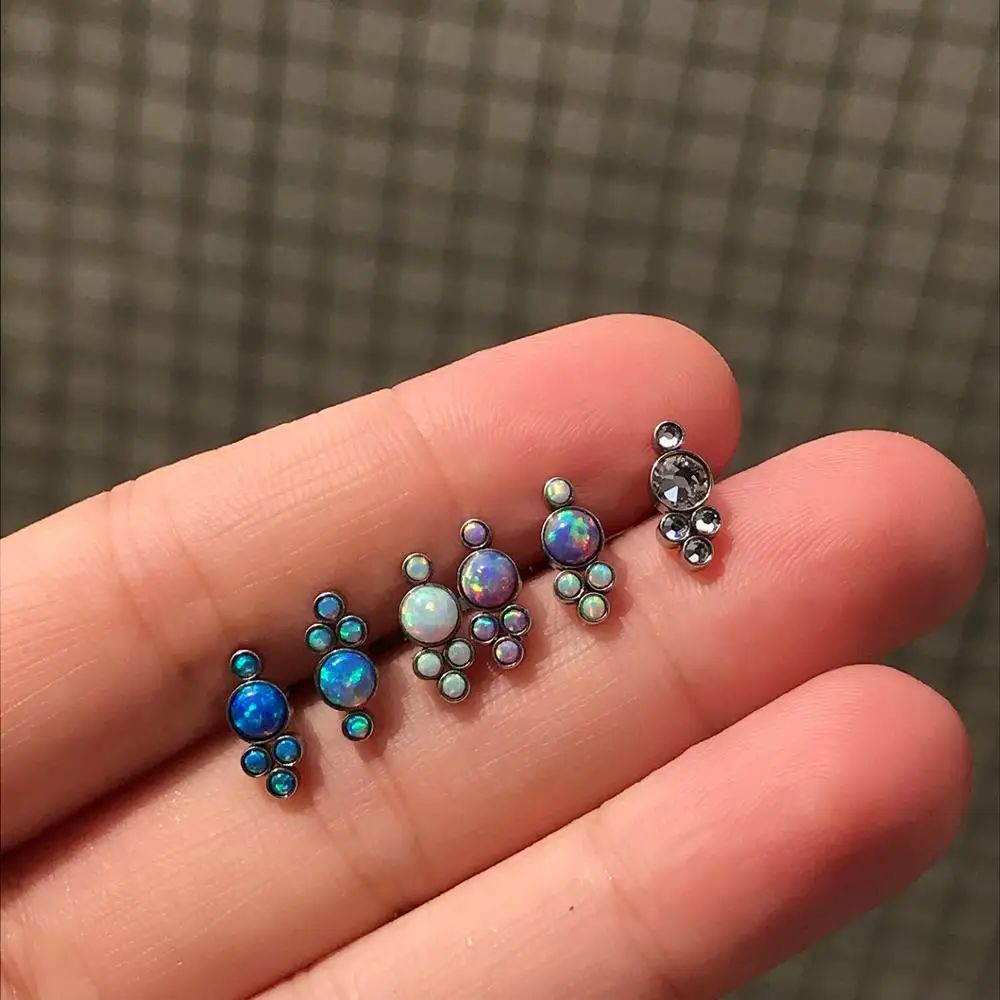 16G хирургическая сталь плоский огненный опал Хрящ уха Козелка завитка ушной