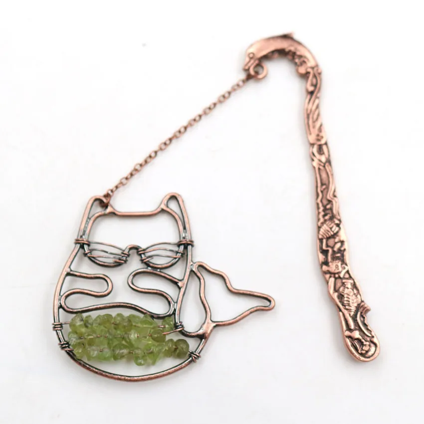 FYJS уникальный медный Дельфин с проволокой обертывание милый кот цитрин Закладка
