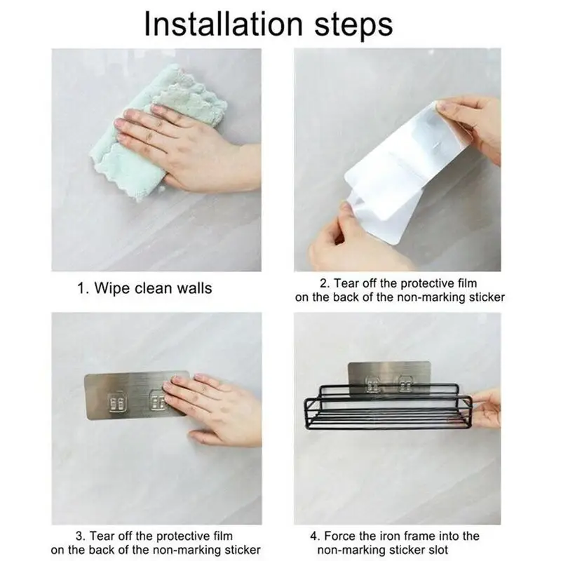 

Wall Holder For Bathroom Wall Shelf For Bathroom Organizer Shampoo Accessories Storage Shower H3J1