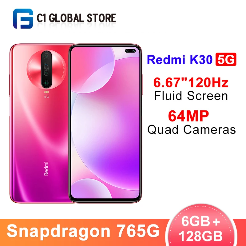 Новейший Смартфон Xiaomi Redmi K30 5G 6GB 128GB Snapdragon 765G четыре ядра 64 мп камера заднего вида 6