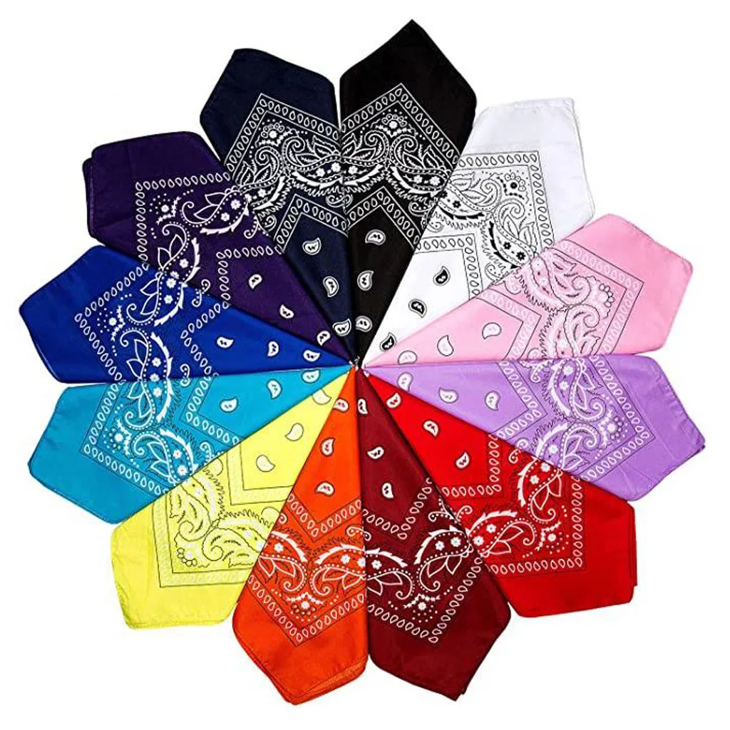 Открытый Бандана квадратный шарф 55 см * Черный Красный Пейсли головная повязка с