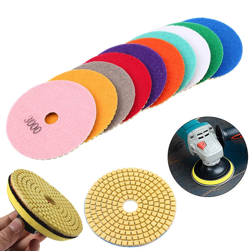 Алмазные полировальные диски зернистостью 100/150, 4 дюйма, влажные диски для гранита, камня, бетона, мрамора, полировки, полимерные шлифовальные диски