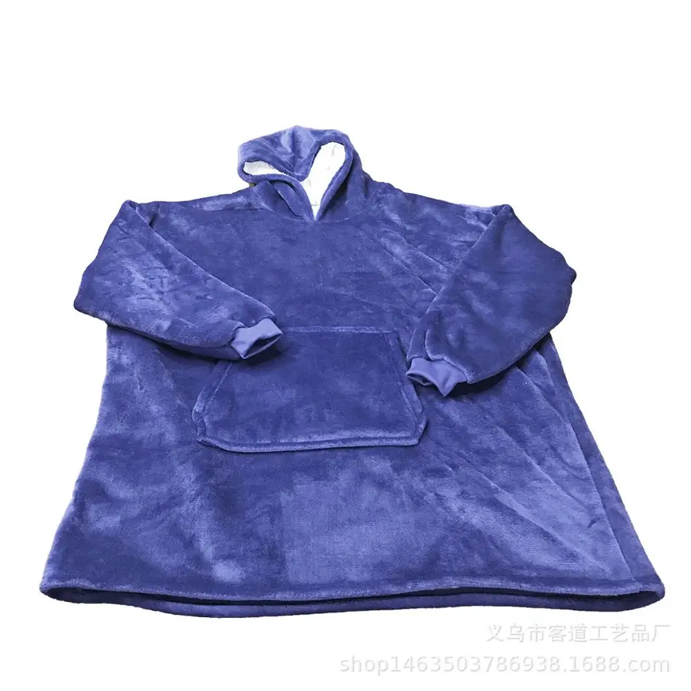 Зимнее уличное одеяло с капюшоном и карманами теплая мягкая толстовка халат