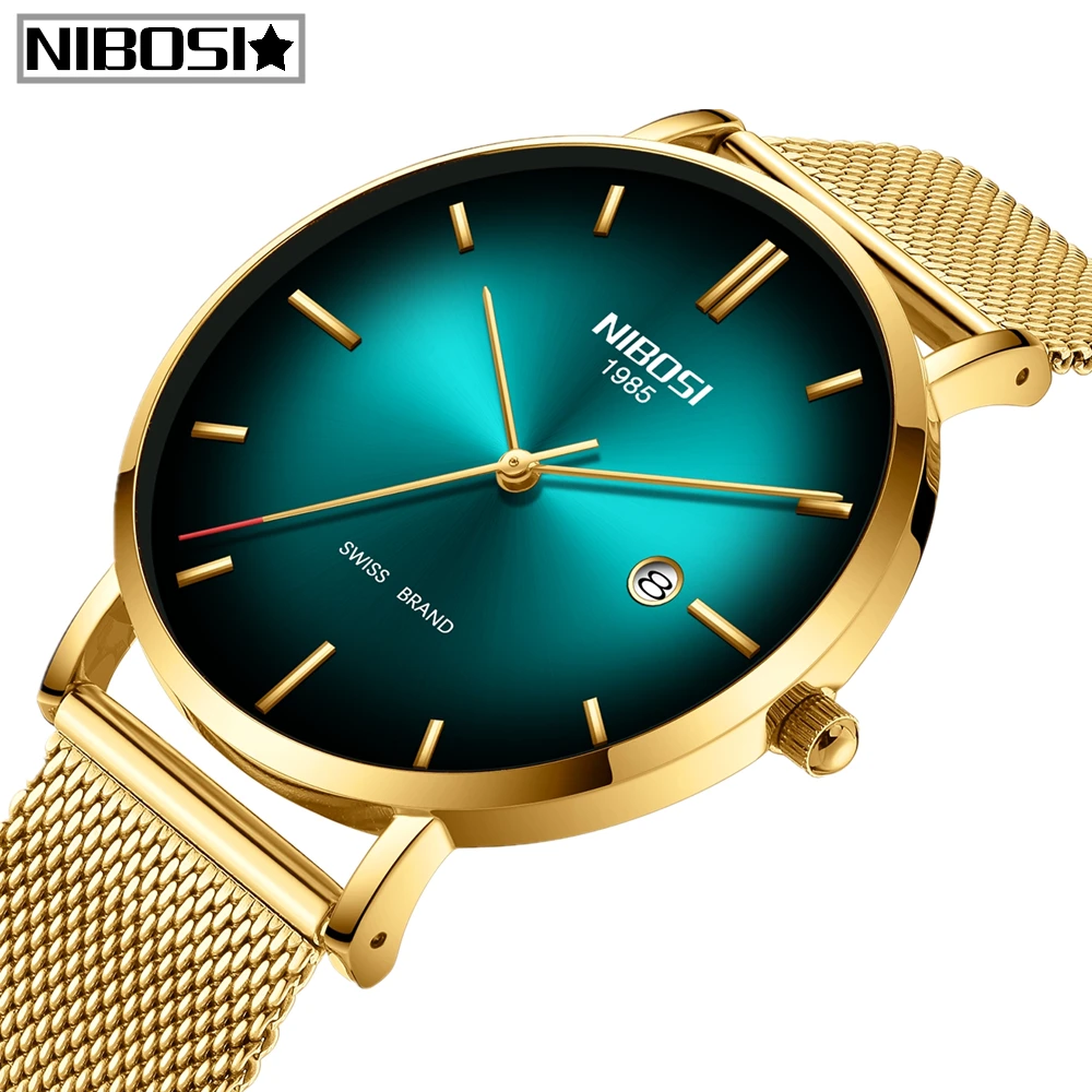 Часы мужские Relogio Masculino NIBOSI Модные мужские s Watces лучший бренд класса люкс ультратонкая сетка ремень мужские кварцевые часы водонепроницаемые повседневные мужские часы