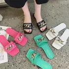 Женские шлепанцы без застежки, брендовые дизайнерские мюли с золотой цепочкой, дамские шлепанцы