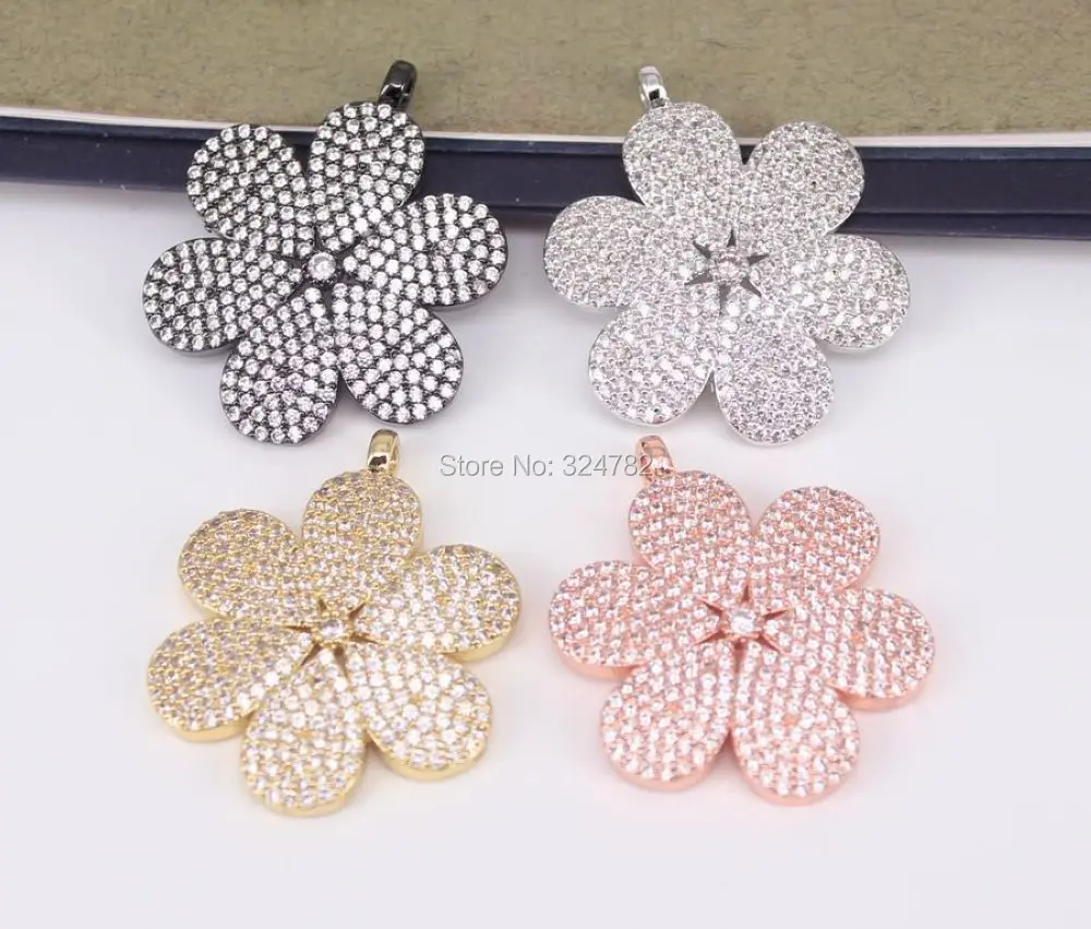 5 шт. металлические медные кубические циркониевые подвески в виде цветка кулон с