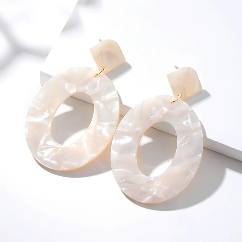 White 1 BICUX модные богемные массивные акриловые Висячие серьги для женщин винтажные корейские геометрические висячие серьги ювелирные изделия - Окраска металла: White 1
