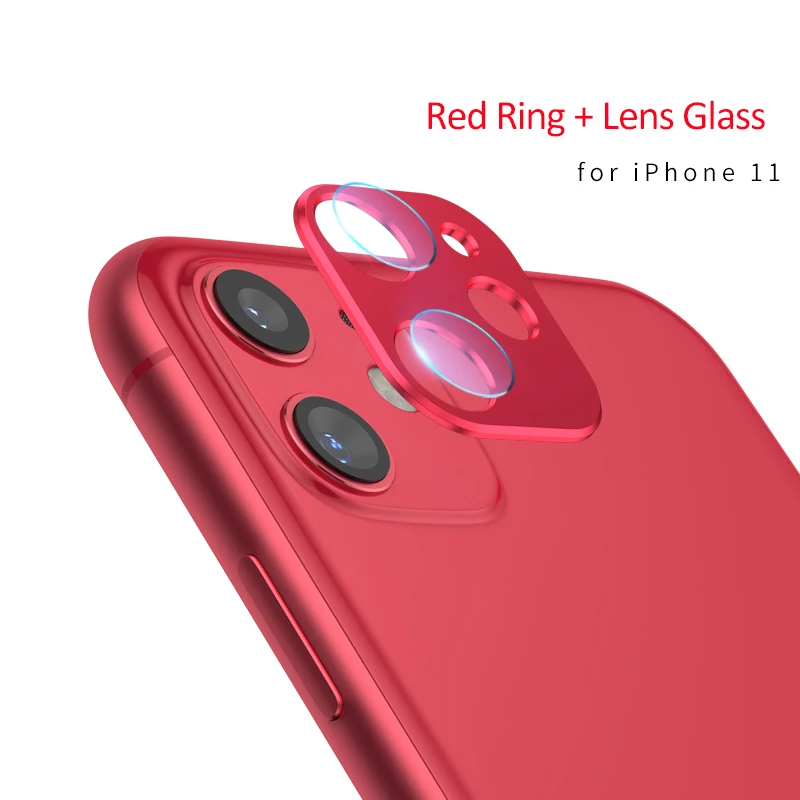 Red Для iPhone 11 Pro Max пленка из закаленного стекла задняя крышка объектива камеры металлическое защитное кольцо чехол для iPhone 11 защита экрана - Цвет: Red