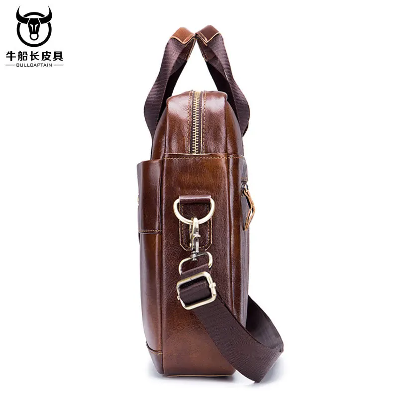 Men Genuine Leather Briefcase Business Handbag Top Layer Cowhide Male Shoulder Bag Cross Body Bag 14