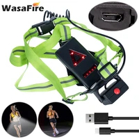 wasafire running led night lights outdoor camping flashlight cycling warning lights usb charging chest lamp safety survival tool