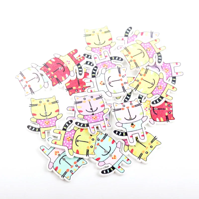 Аксессуары для шитья Cat Раскрашенные Деревянные Пуговицы ботоны скрапбукинг 30