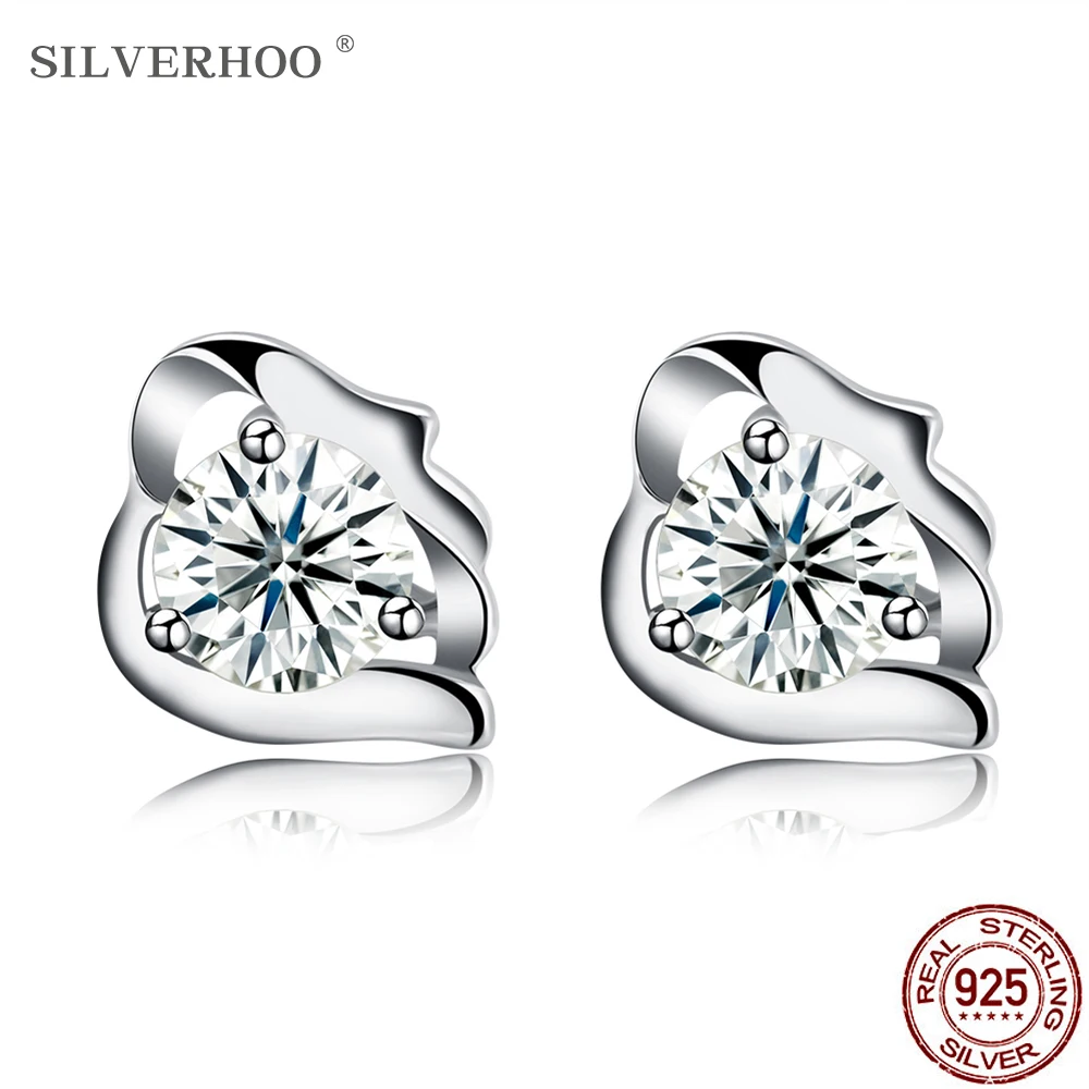 

Серьги-гвоздики женские из серебра 925 пробы с цирконием