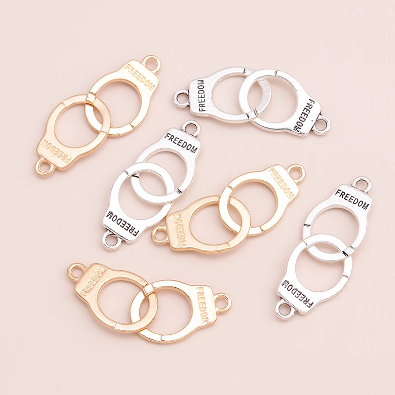 10 шт. золотые и серебряные Резные буквы свобода наручники шармы Подвески
