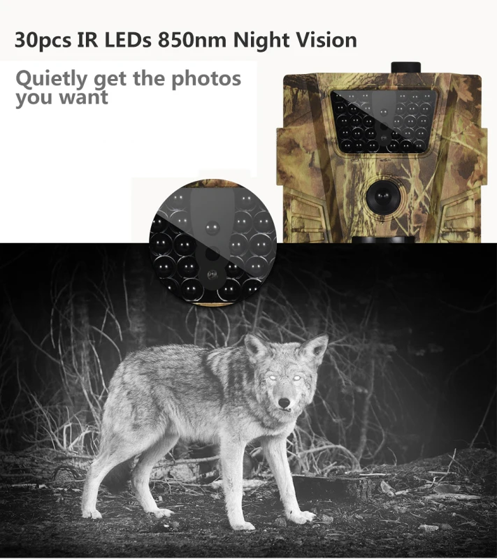 

Wildlife Trail Camera HT001B Infrared Night Vision Hunting Cameras E7 Pixel Range 1080 Outdoor Wild Surveillance Tracking