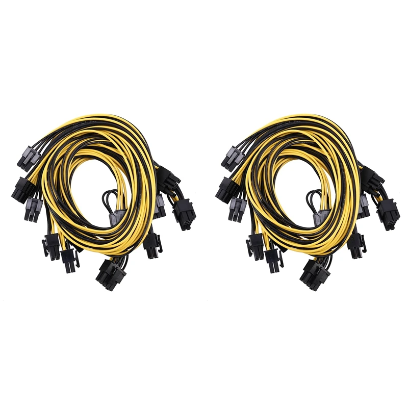 

12 Pcs 6 Pin PCI-E To 8 Pin(6+2) PCI-E (Male To Male) GPU Power Cable 50Cm For Image Cards Mining Server Breakout Board