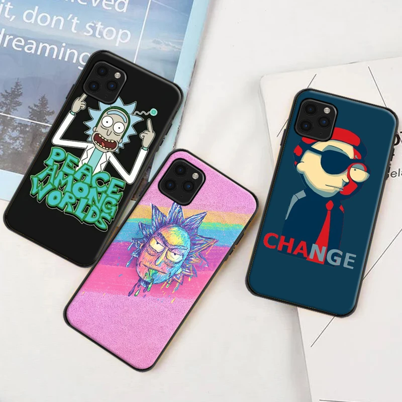 

R&M Anime Cartoon Phone Case For iPhone 11 12 13 Pro Max XS MAX XR X 6s 7 8 Plus SE 2020 Soft Silicone Back Cover Fundas