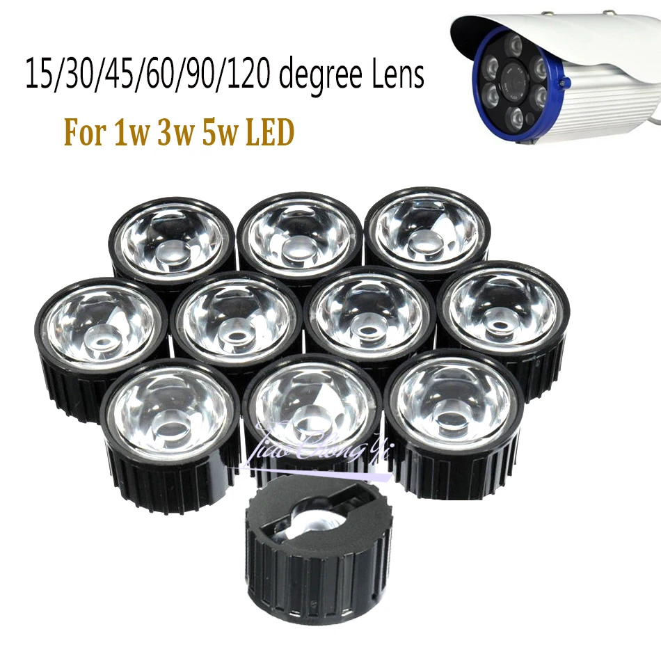 

50PCS 5 8 10 15 25 30 45 60 90 120 Degrees LED Lens 20mm PMMA Lens + Bracket For DIY 1W 3W 5W High Power LED Chip COB