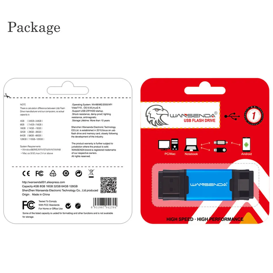 WANSENDA 2 в 1 TYPE C USB3.0 USB флеш накопитель 512 ГБ 256 128 64 32 для Android/PC двойной OTG флешка