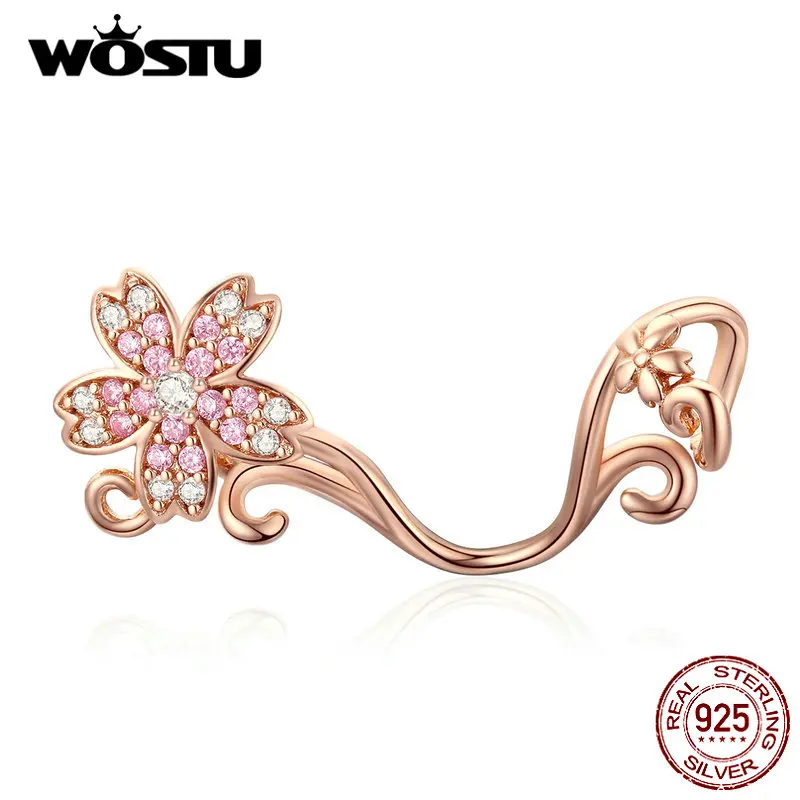 WOSTU, новинка, 925 пробы, серебро, цветущая вишня, бисер, подходит для браслета и ожерелья, Кулон, модное культивированное ювелирное изделие CQC1033