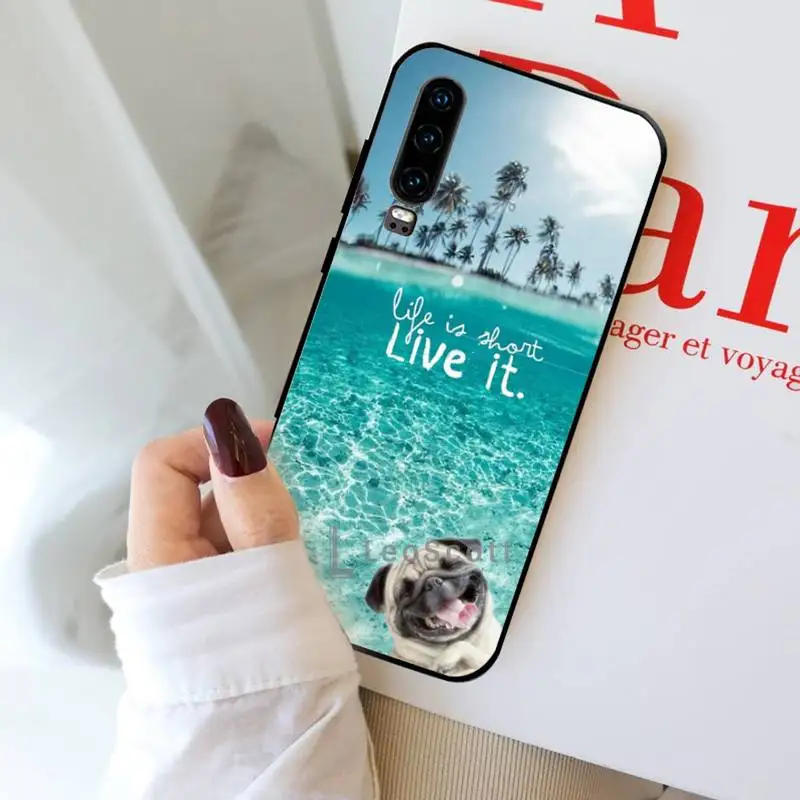 

Pug French Bulldog beach sunset Phone Cases For Huawei Y5 Y6 II Y7 Y9 PRIME 2018 2019 NOVA3E P20 PRO P10 Honor 10