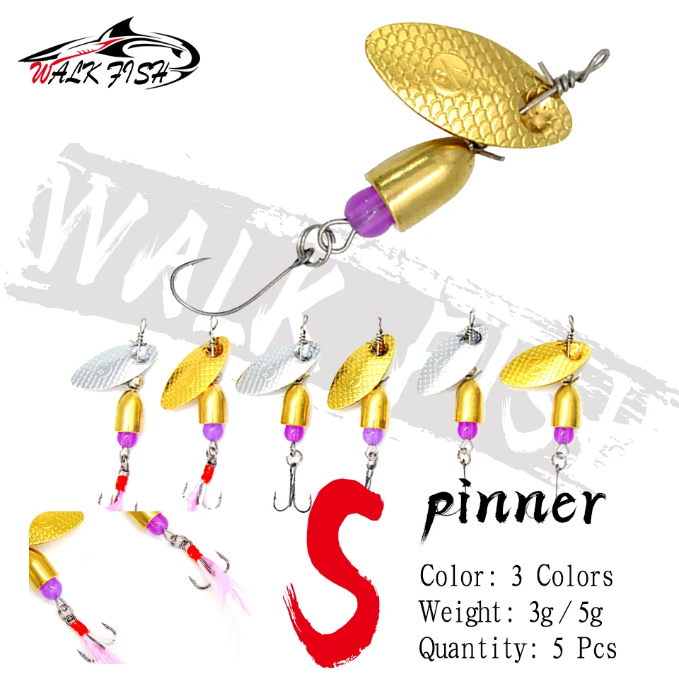 

WALK FISH 2PCS 3G/5G Spinner Metal Bait Rotation Spoon Fishing Lures Sequins Sinking Artificial Bait Fishing Tackle