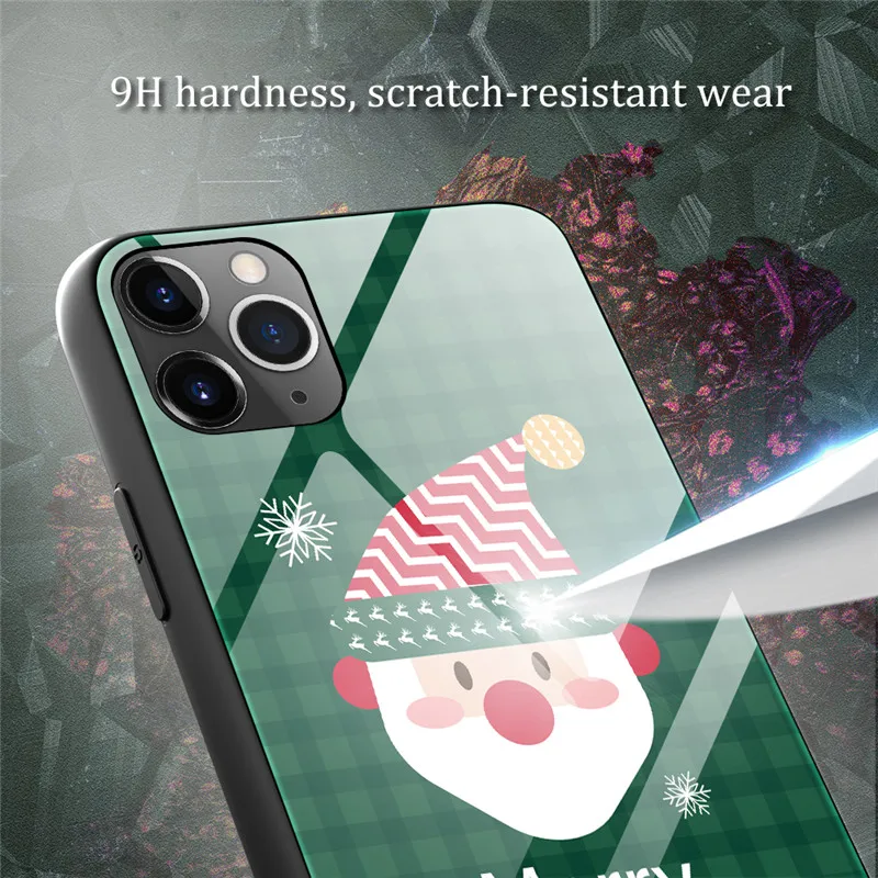 

Cartoons Christmas Tree Christmas Tempered Glass Phone Case For iPhone SE 2 2020 12 11 Pro XS Max XR X 7 8 Plus 6 6S Coque Capa