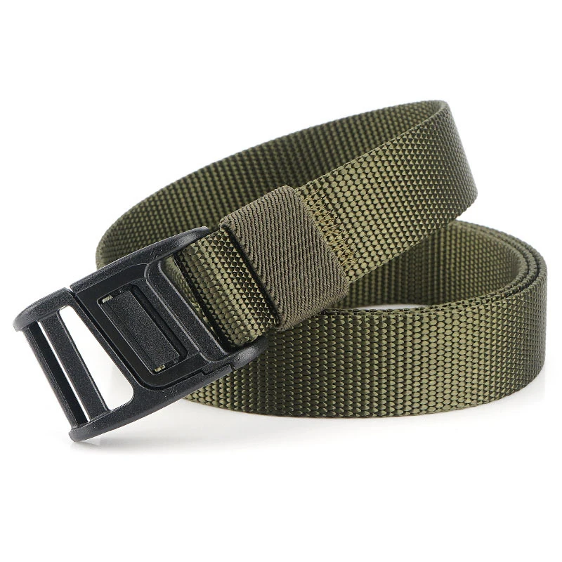 Ремень мужской тактический однотонный холщовый пояс с пряжкой-вставкой для