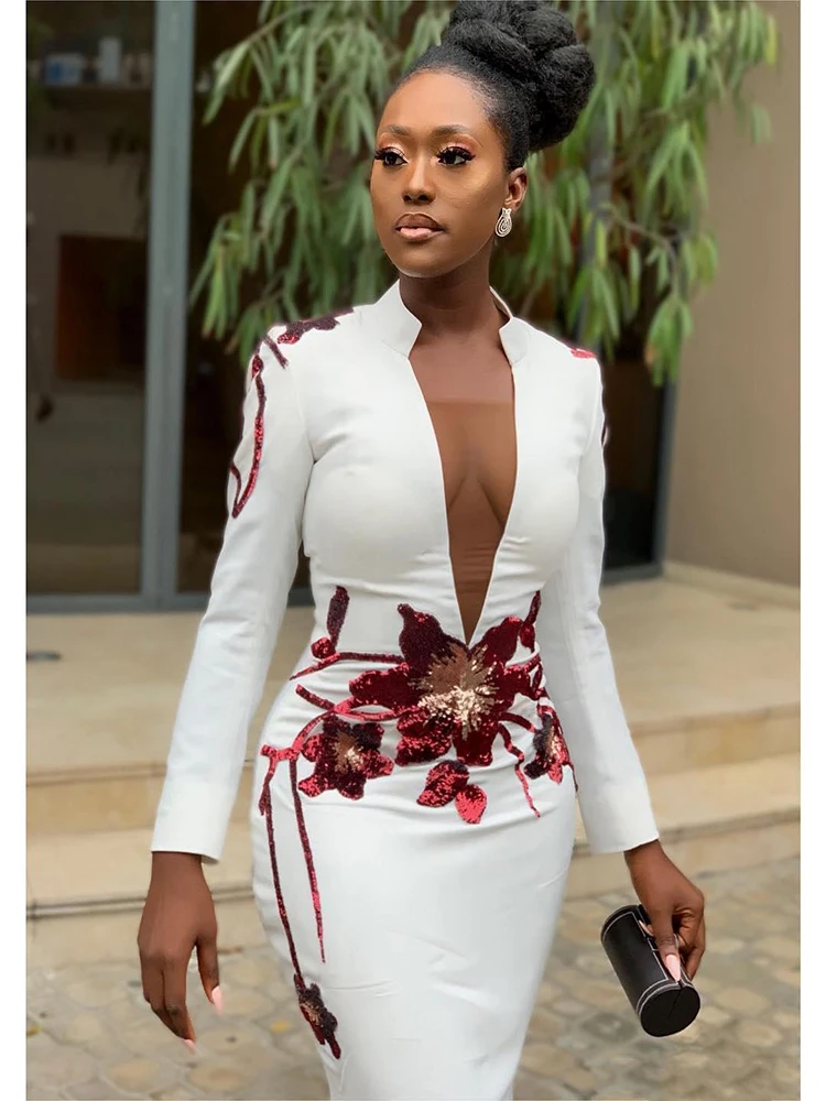 2019 Black Plus Size Special Occasion Dresses Mermaid Sweep Train Long Sleeve Gowns Evening V-neck Formal Party Gown Mother's Br