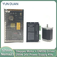 nema23 stepper motor driver power supply kit 57mm stepper motor dm556 digital stepper motor controller 200w power supply dc24v