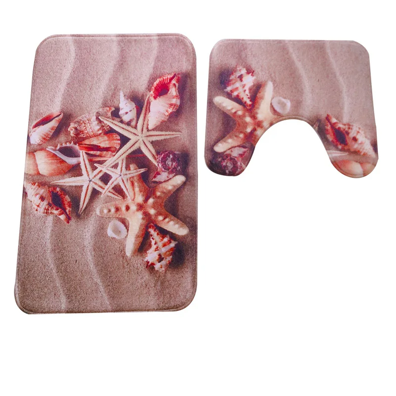

Bathroom Set 2 Pieces Marbling Non-Slip Pedestal Rug Toilet Lid Cover Bath Mats 3D Stone Print Bath Decoration rug bathroom