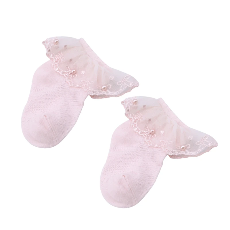 

Fashion Combed Cotton Socks Pearls Decor Summer Children's Mesh Lace Sock Girls Baby Thin Breathable Bowknot Socks For Baby