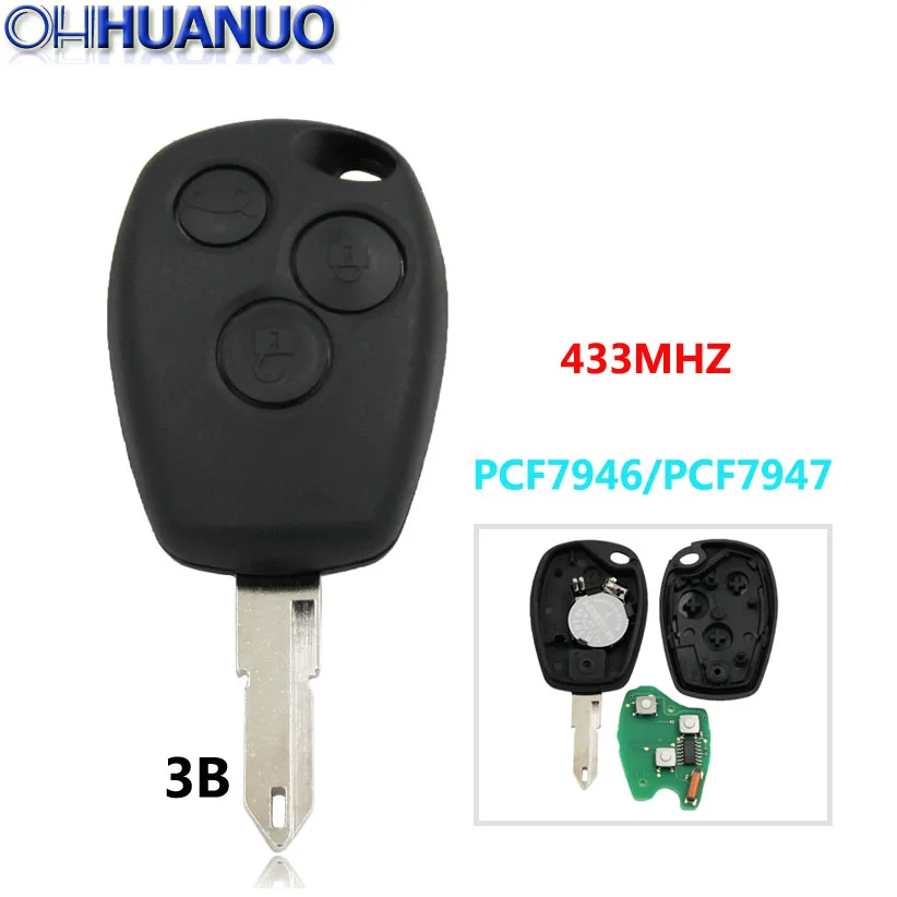 Умный дистанционный ключ с 3 кнопками 433 МГц чипом PCF7946/PCF7947 для Renault Trafic Vivaro Primastar