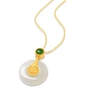Серебро 925 драгоценный камень ожерелье классическое круглое ожерелье женское позолоченное женское ювелирное изделие с бесплатной доставкой Нефритовое ожерелье