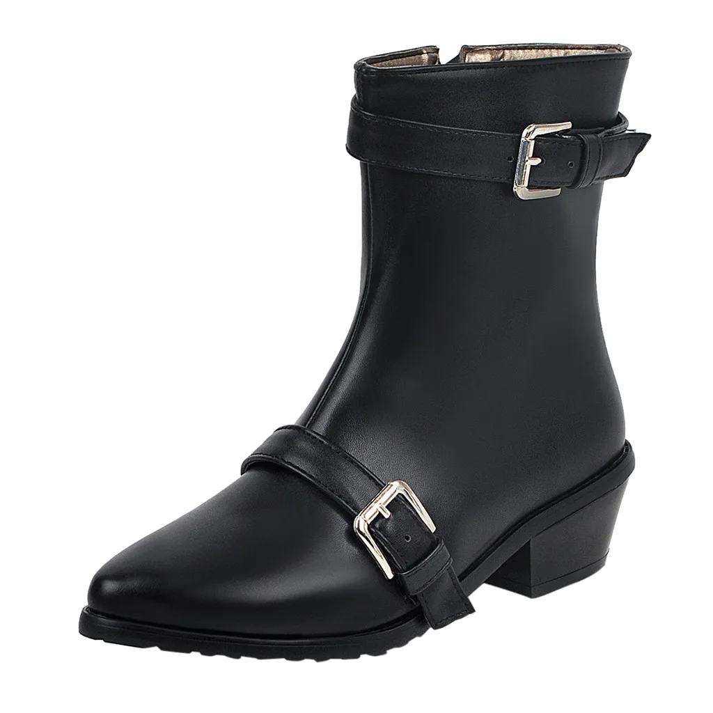 Женские черные кожаные ботинки в стиле панк коллекция 2019 года модные однотонные