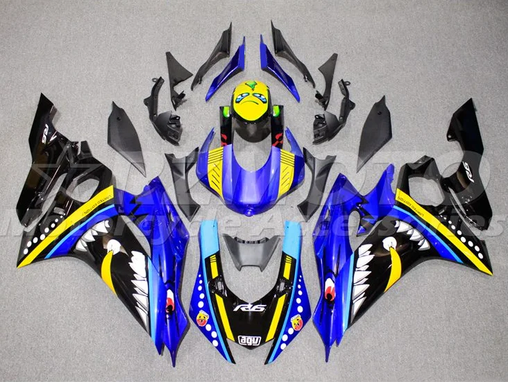 

Новинка из АБС-пластика для мотоцикла обтекатель наборы пригодный для Yamaha YZF 600 R6 2017 2018 2019 2020 R6, 17, 18, 19, 20, кузов комплект Синяя акула