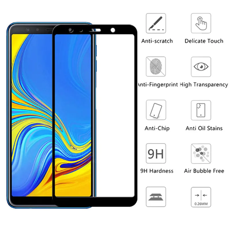 Защитное стекло для samsung galaxy a7 2018 защитный чехол sansumg galax 7a закаленное | Мобильные