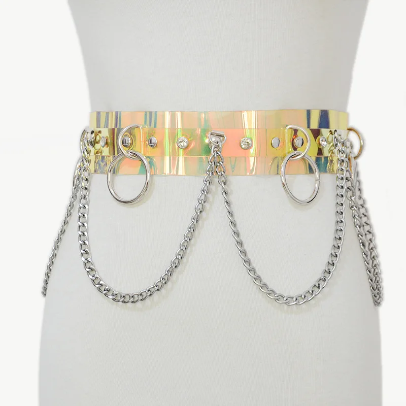 Luxury Desinger 2020 New Hot Sale Women's PVC Belt Fashion Casual Wild Ladies Decorative Ring Chain Belt Bg-1530