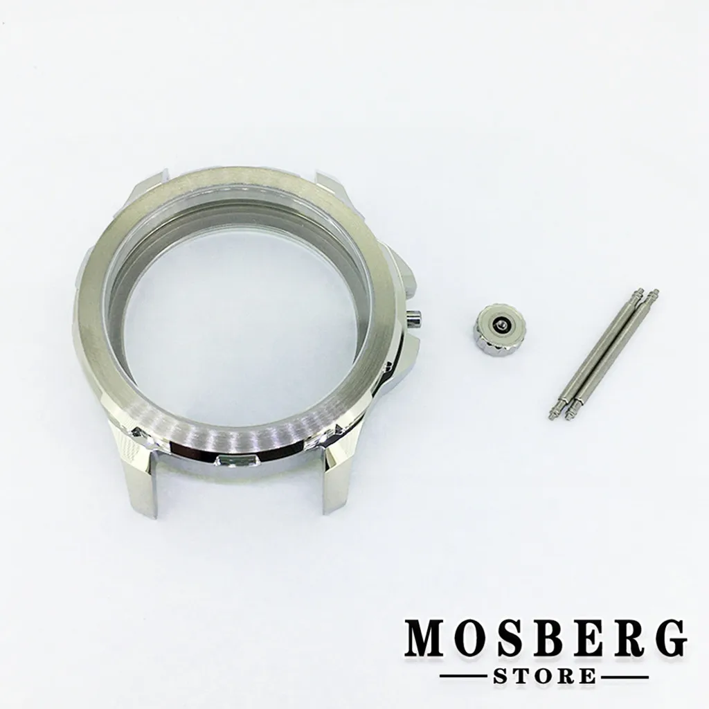 44mm Silver Black Rose Gold Watch Case Solid 316L Stainless Steel For ETA 6498 6497 ST3600 Movement Accessories Parts - купить по