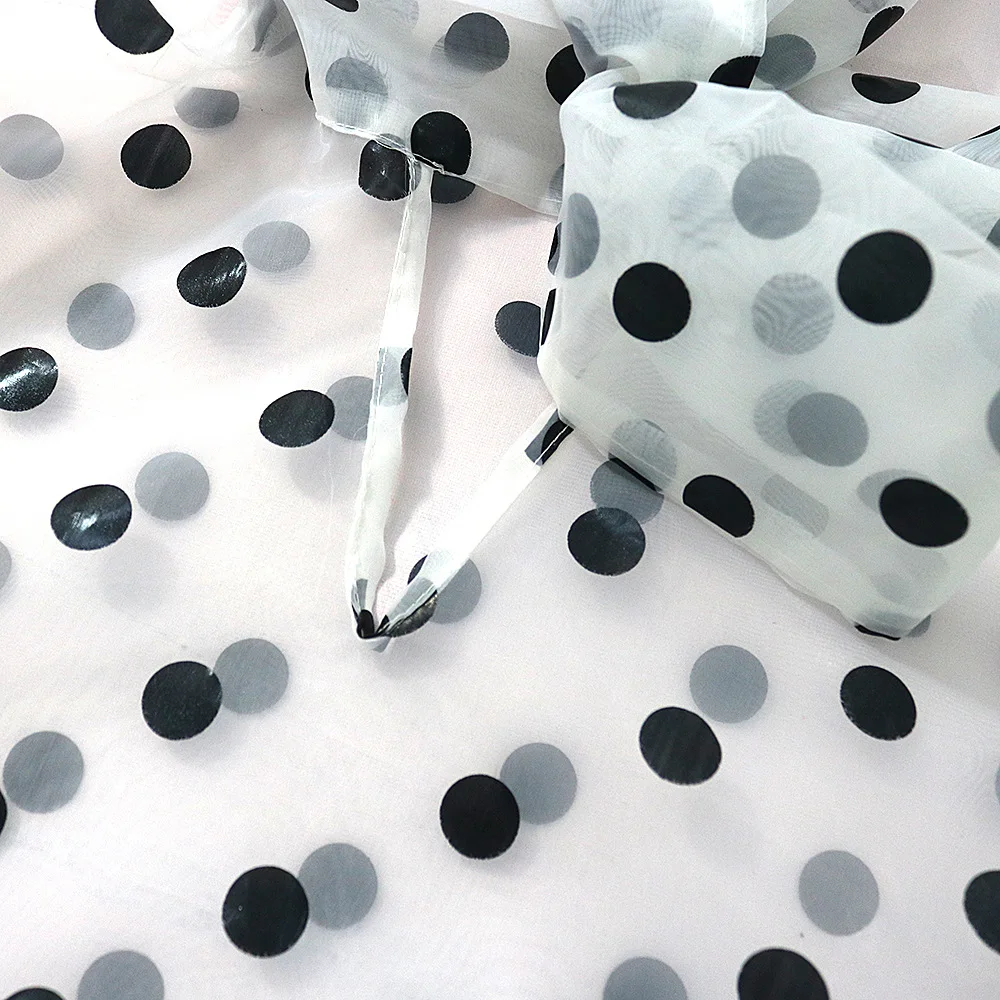 

Bowknot Sexy Perspective Organza Polka Dot Woman Dress Autumn 2021 Casual Loose Ruffles Dresses Women Long Sleeve Party Dress
