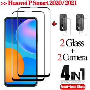 Lens + Screen Protector Film For Huawei P smart 2021 2020 Front Tempered Glass P Smart2020 Protective Glasses P-Smart-2021 glass