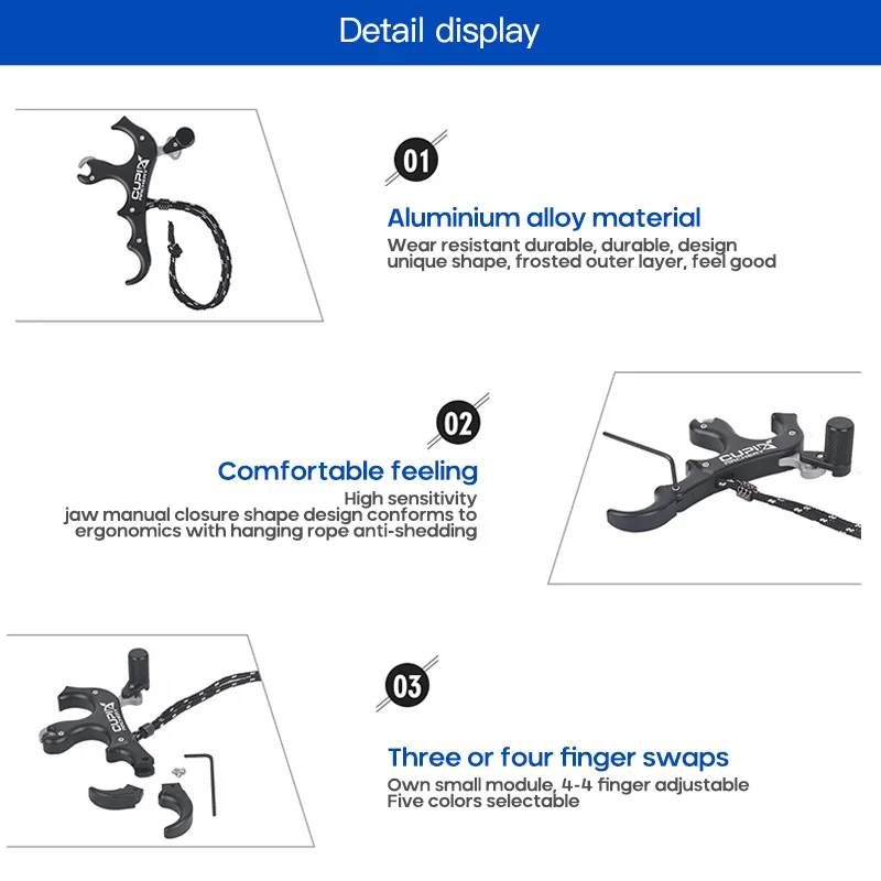Practical Archery Bow Release Aid 3/4-Finger Thumb Caliper Adjustable 360 degree Trigger Grip Outdoor Hunting Training | Спорт и