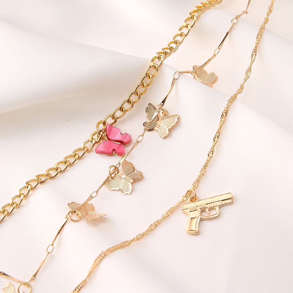 

Boho EN Multilayer Link Chain Necklaces Women Men Gold Butterfly Chokers Necklace Trendy New Pendant 2021 Jewelry Gifts Bohemian
