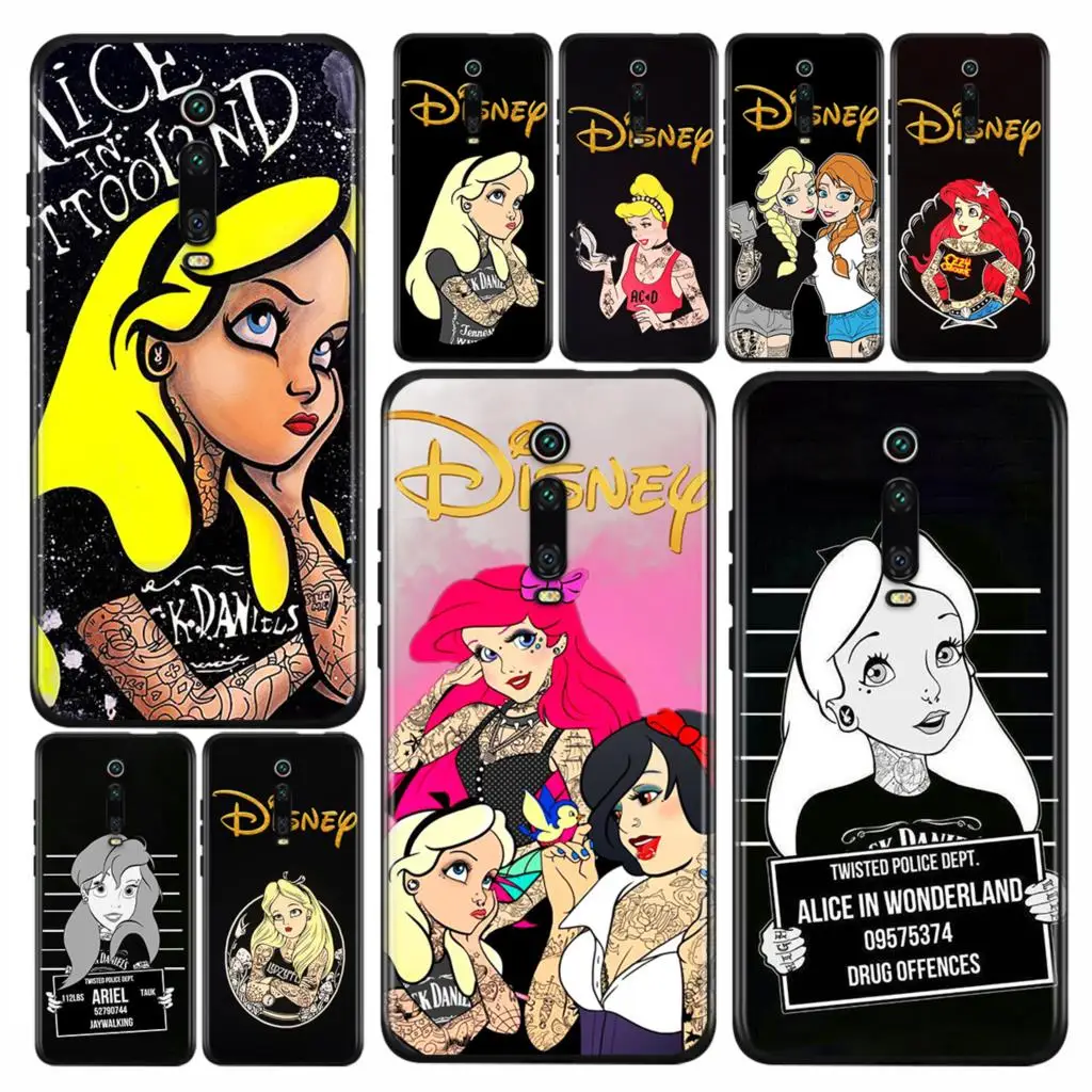 

Black Phone Case For Xiaomi Redmi K40 Gaming K30i K30T K30S K30 Ultra K20 10X Pro 5G Punk princess disney Silicone Cover