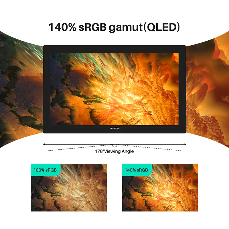 Графический планшет HUION Kamvas Pro 24 4K UHD 23 8 дюйма 140% sRGB 8192 уровня безбатарейный