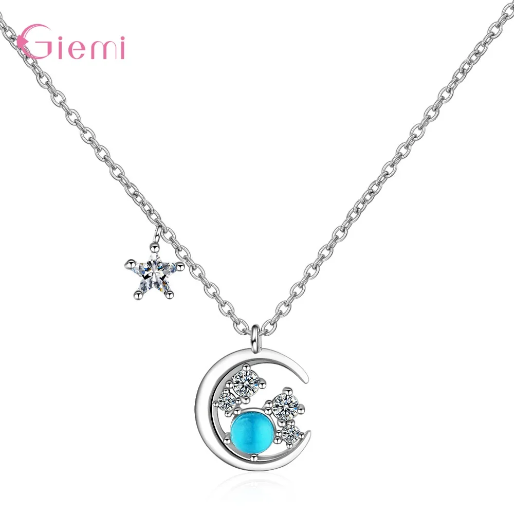 Женское ожерелье с подвеской из серебра 925 пробы кристаллами | Ожерелья