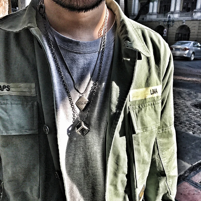 Мужское ожерелье Очаровательное геометрическое ювелирное изделие куб мужское